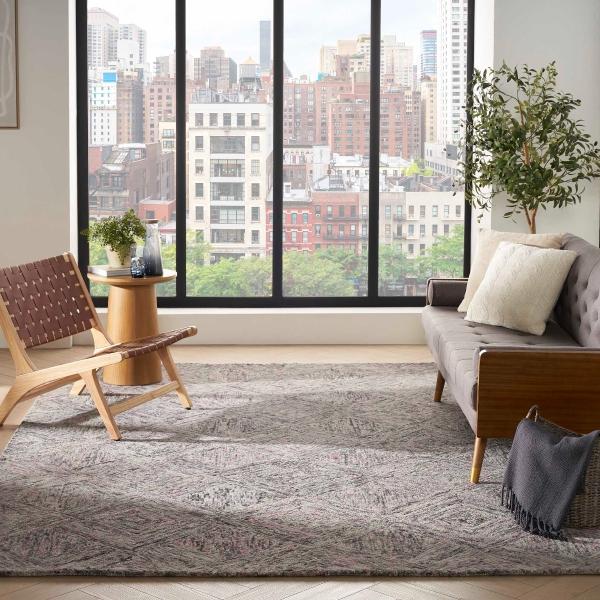 nourison Interlock Abstract Diamond Pink/Grey Rug ITL01 Home