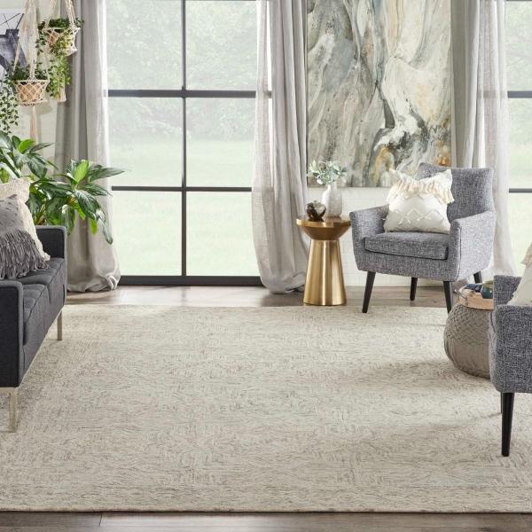 Nourison Interlock Abstract Geometric Ivory/Blue Rug ITL03 Home