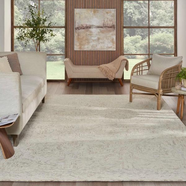 nourison Interlock Abstract Geometric Ivory/Blue Rug ITL03 Home