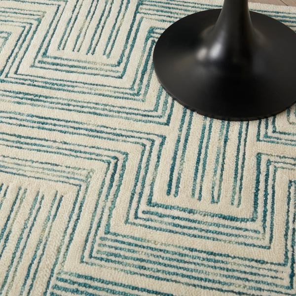 Nourison Interlock Geometric Turquoise Rug ITL06 Home