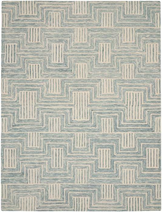 Nourison Interlock Geometric Turquoise Rug ITL06 Home