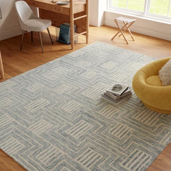 nourison Interlock Geometric Turquoise Rug ITL06 Home