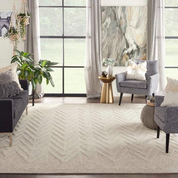 nourison Interlock Modern Chevron Grey Rug ITL04 Home