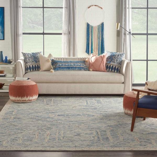 nourison Interlock Tribal Geometric Blue Rug ITL02 Home