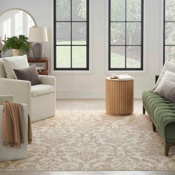 Nourison Jubilant Ivory Beige Indoor Only Damask Rug JUB09 Home