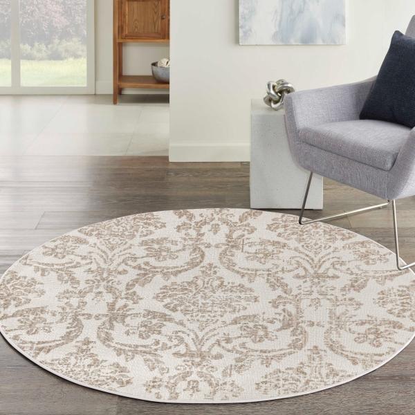 Nourison Jubilant Ivory Beige Indoor Only Damask Rug JUB09 Home