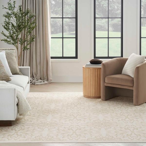 Nourison Jubilant Ivory Beige Indoor Only Floral Rug JUB06 Home