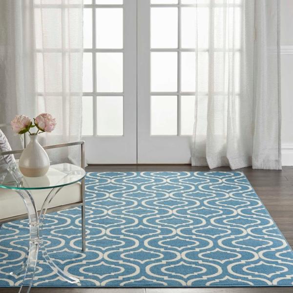 Nourison Jubilant Modern Trellis Blue Rug JUB19 Home
