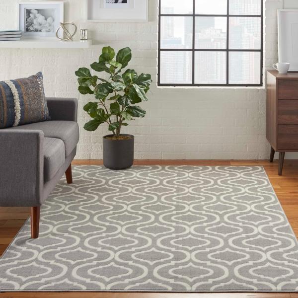 Nourison Jubilant Modern Trellis Grey Rug JUB19 Home