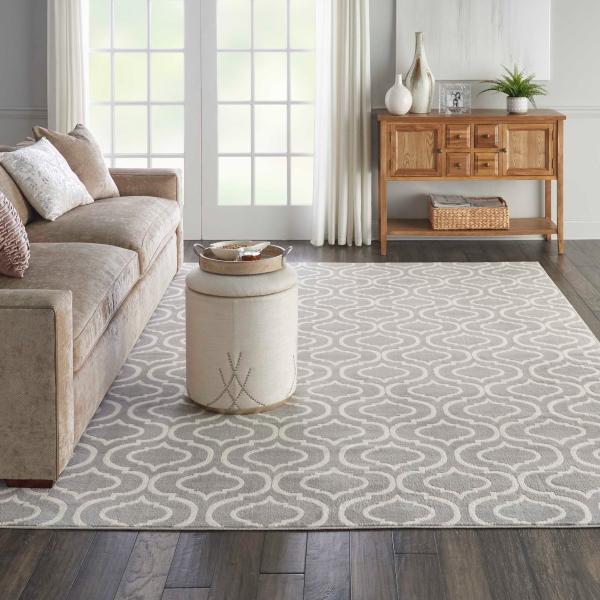Nourison Jubilant Modern Trellis Grey Rug JUB19 Home