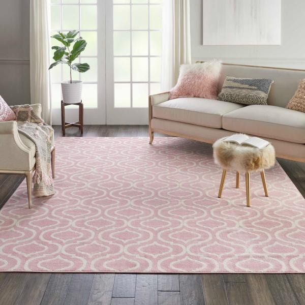 Nourison Jubilant Modern Trellis Pink Rug JUB19 Home