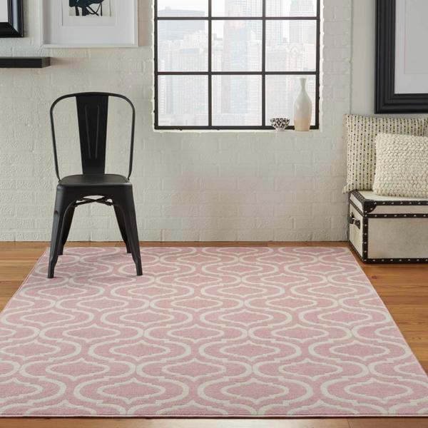 Nourison Jubilant Modern Trellis Pink Rug JUB19 Home
