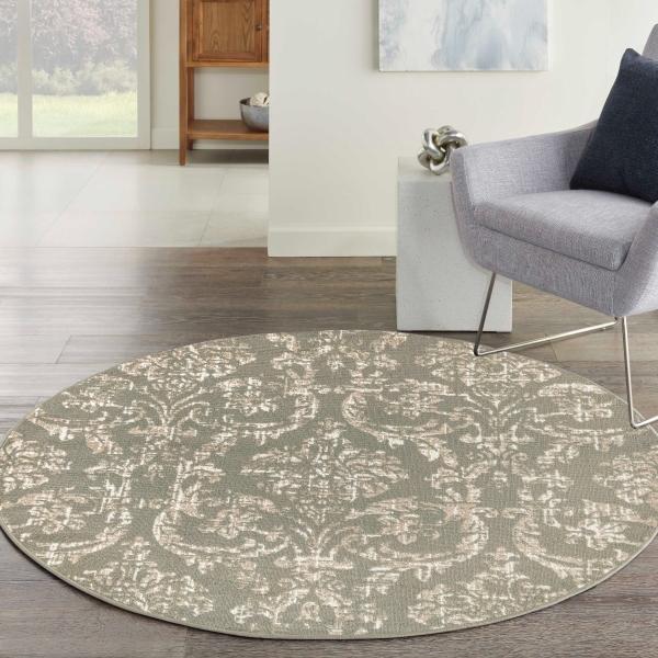 Nourison Jubilant Olive Indoor Only Damask Rug JUB09 Home