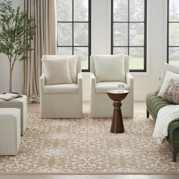Nourison Jubilant Taupe Indoor Only Floral Rug JUB06 Home