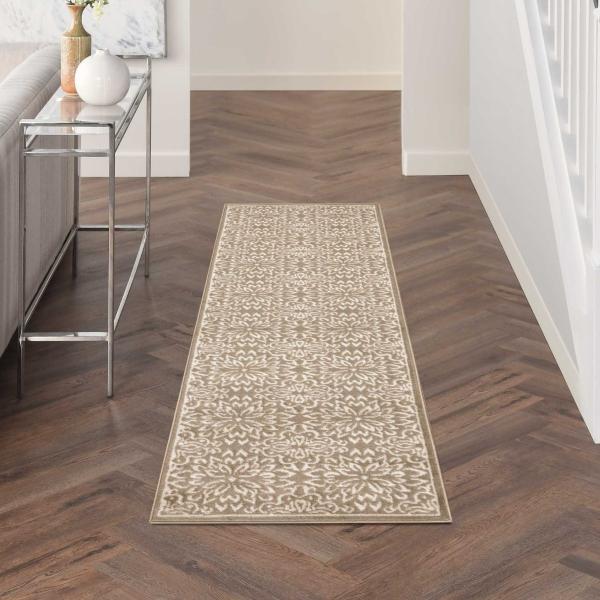 Nourison Jubilant Taupe Indoor Only Floral Rug JUB06 Home