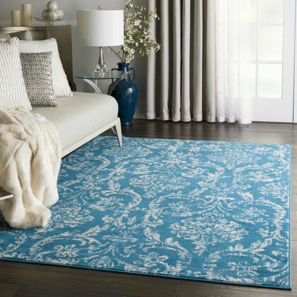 Nourison Jubilant Vintage Damask Blue Rug JUB09 Home