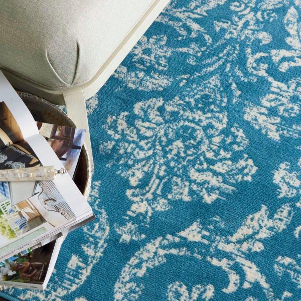 Nourison Jubilant Vintage Damask Blue Rug JUB09 Home
