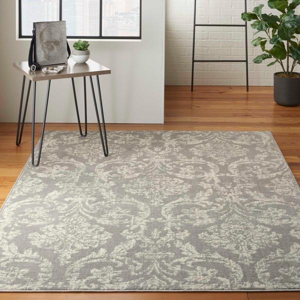 Nourison Jubilant Vintage Damask Grey Rug JUB09 Home