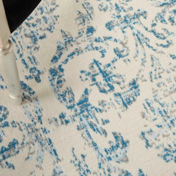 Nourison Jubilant Vintage Damask Ivory/Blue Rug JUB09 Home