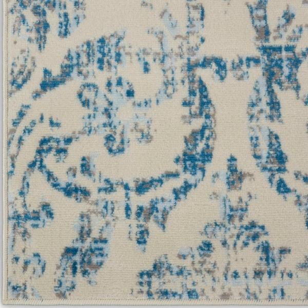 nourison Jubilant Vintage Damask Ivory/Blue Rug JUB09 Home