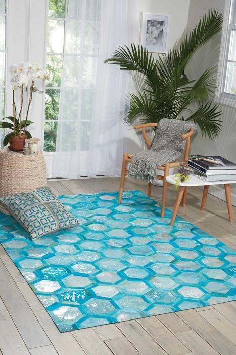 Nourison MICHAEL AMINI CITY CHIC MA100 TURQUOISE AREA RUG