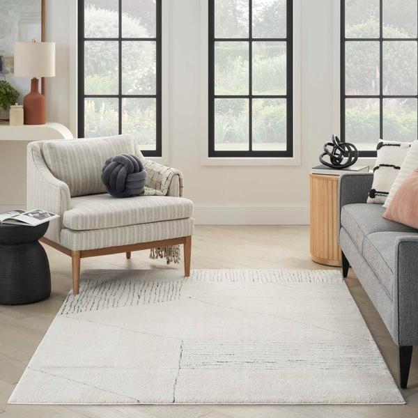 Nourison Modern Comfort Ivory Black Indoor Only Abstract Rug MNC02 Home