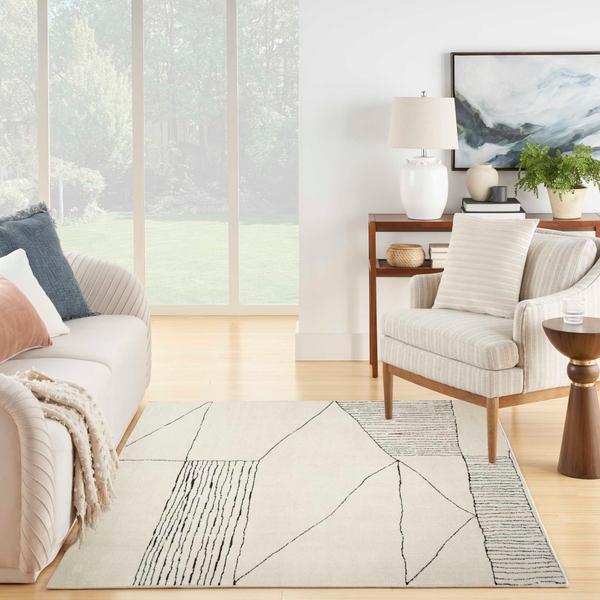 Nourison Modern Comfort Ivory Black Indoor Only Abstract Rug MNC02 Home