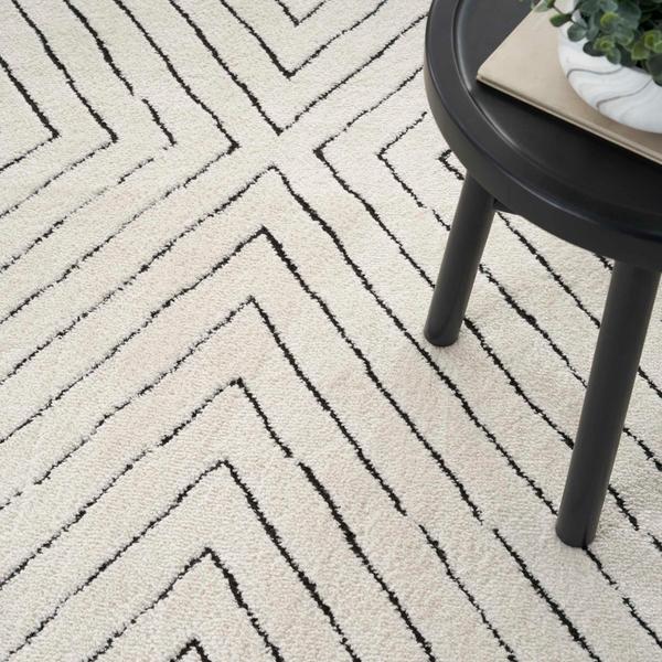 Nourison Modern Comfort Ivory Black Indoor Only Abstract Rug MNC01