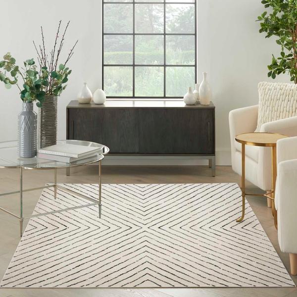 Nourison Modern Comfort Ivory Black Indoor Only Abstract Rug MNC01