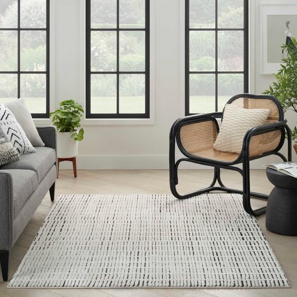 Nourison Modern Comfort Ivory Black Indoor Only Abstract Rug MNC03