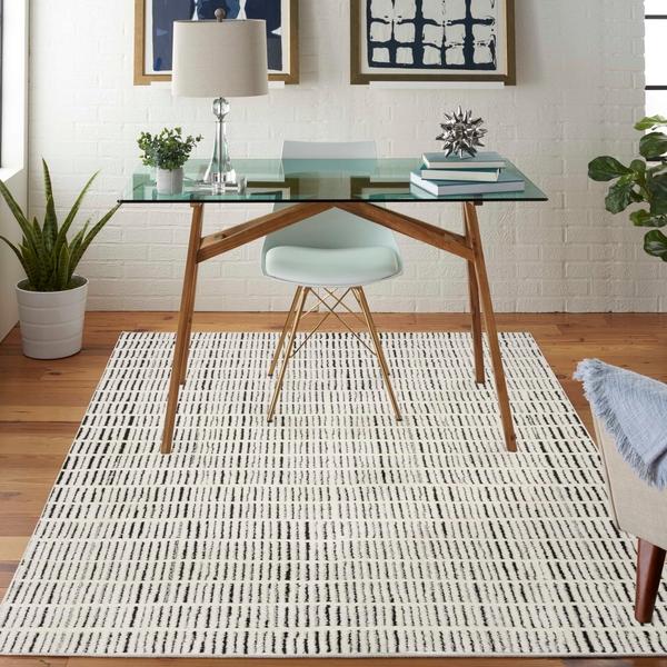 Nourison Modern Comfort Ivory Black Indoor Only Abstract Rug MNC03