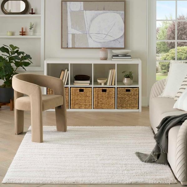 Nourison Modern Shag Ivory Beige Indoor Only Abstract Rug MMD05