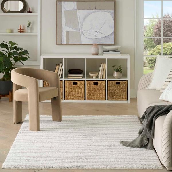 Nourison Modern Shag Ivory Grey Indoor Only Abstract Rug MMD05