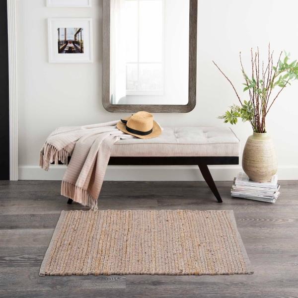 Nourison Natural Jute Grey Indoor Only Solid Rug NJT01