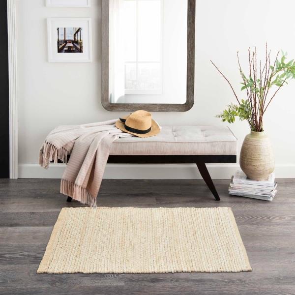 Nourison Natural Jute Ivory Indoor Only Solid Rug NJT01