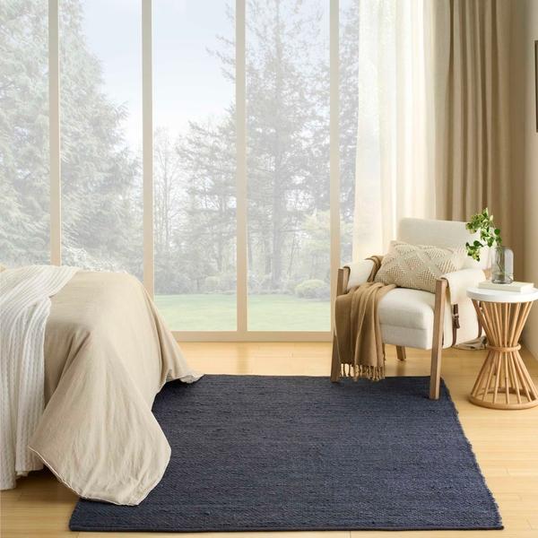 nourison Natural Jute Navy Indoor only Solid Rug NJT01