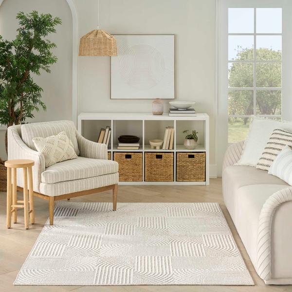 Nourison Natural Texture Beige Ivory Indoor Only Geometric Rug NTX02