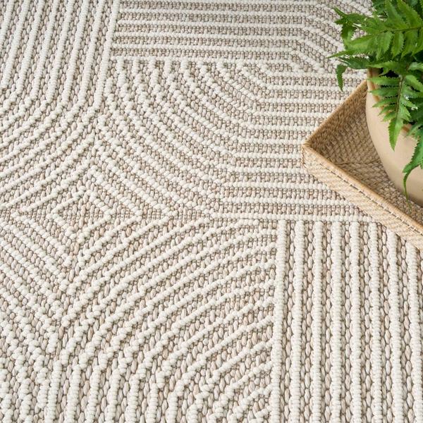 Nourison Natural Texture Beige Ivory Indoor Only Geometric Rug NTX02