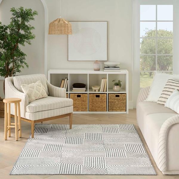 Nourison Natural Texture Charcoal Ivory Indoor Only Geometric Rug NTX02