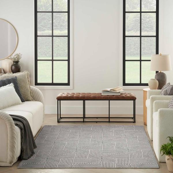 Nourison Natural Texture Charcoal Ivory Indoor Only Geometric Rug NTX02