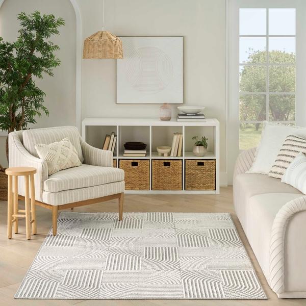 Nourison Natural Texture Grey Ivory Indoor Only Geometric Rug NTX02