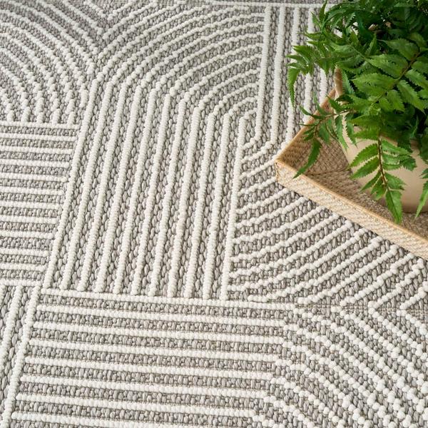 Nourison Natural Texture Grey Ivory Indoor Only Geometric Rug NTX02