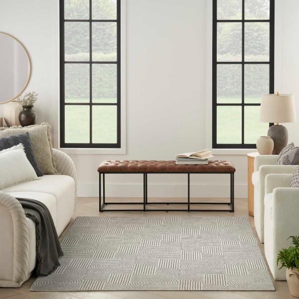 Nourison Natural Texture Grey Ivory Indoor Only Geometric Rug NTX02
