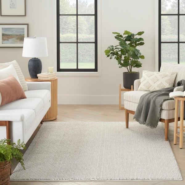 Nourison Natural Texture Ivory Mocha Indoor Only Striped Rug NTX01 Home