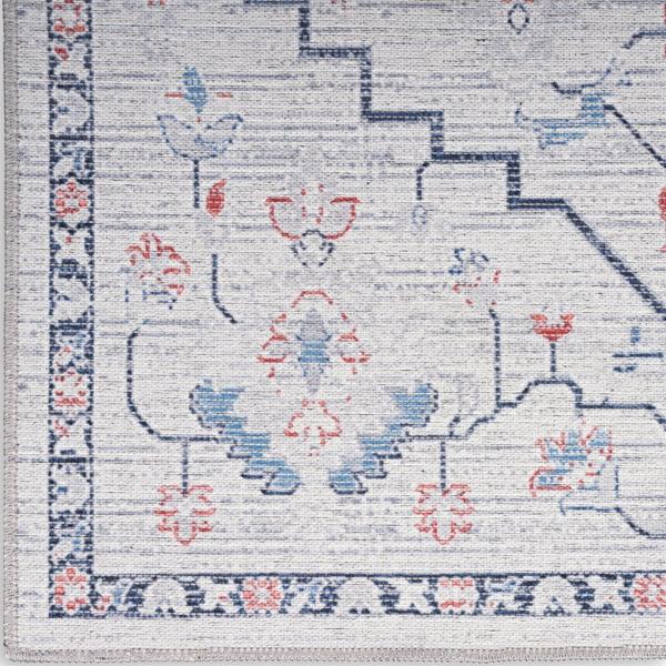nourison New Concept Washables Ivory Blue Indoor only Floral Rug SR110