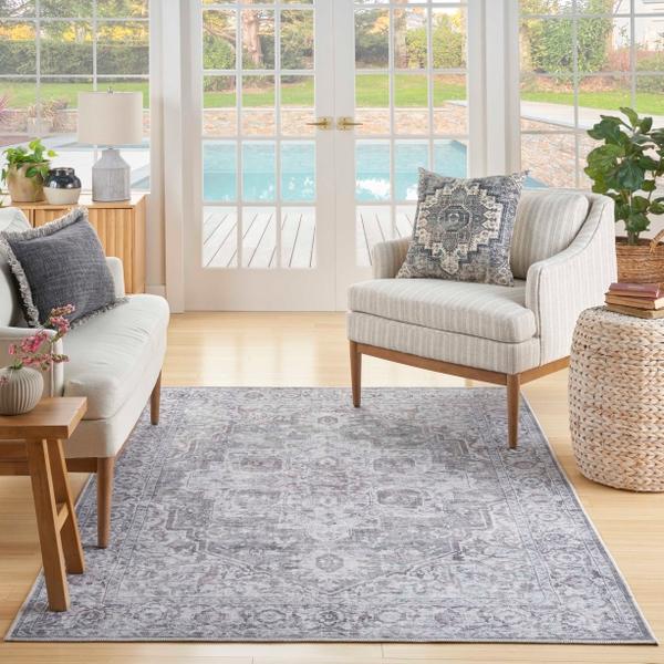 Nourison New Concept Washables Ivory Grey Indoor Only Persian Rug SR101