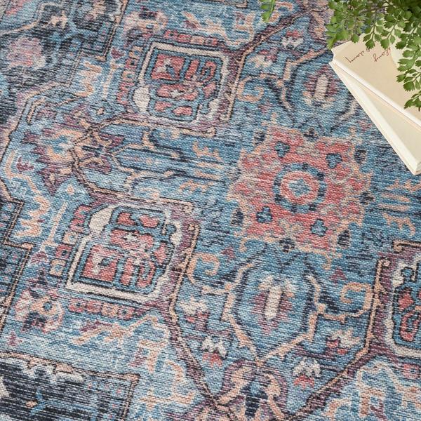 Nourison New Concept Washables Light Blue Multicolor Indoor Only Persian Rug SR101