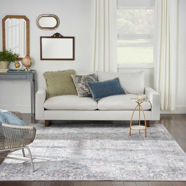 Nourison New Concept Washables Light Grey Blue Indoor Only Persian Rug SR104