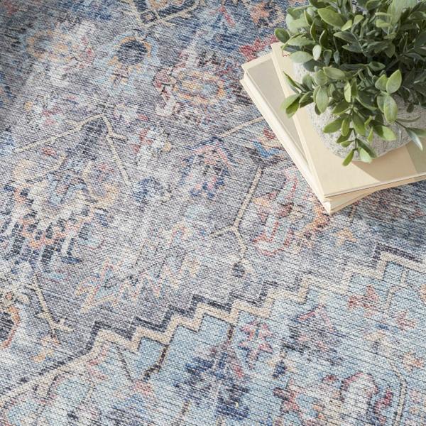 Nourison New Concept Washables Light Grey Blue Indoor Only Persian Rug SR104