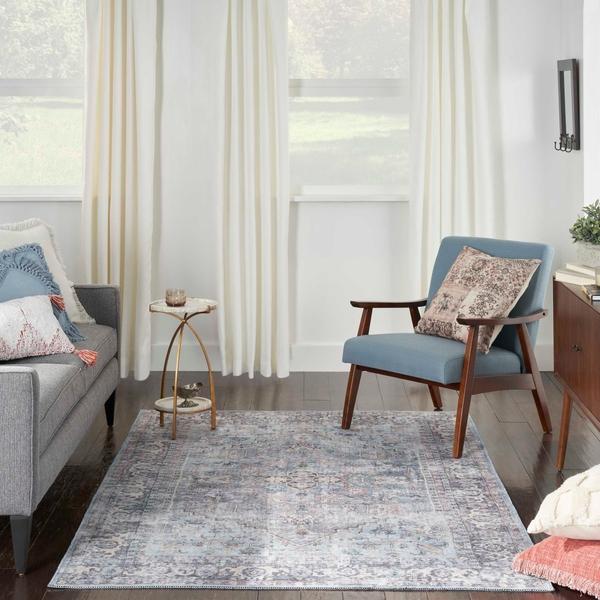 Nourison New Concept Washables Light Grey Blue Indoor Only Persian Rug SR104